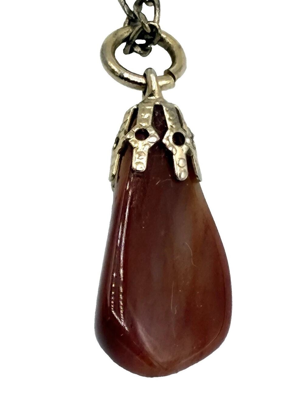 Vintage Nina Ricci For Avon Gold Tone Purse Charm Fob Carnelian Teardrop